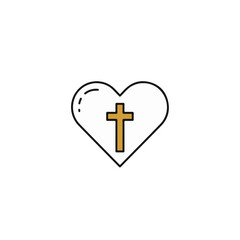 Obraz premium A heart shape with a cross inside, simple symbol of faith.