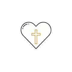 Obraz premium Christian symbol of a cross inside a heart.