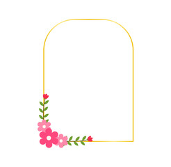 Flat Pink Floral Decoration Frame for Wedding Stationery and Notes