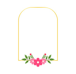 Pink Floral Corner Frame in Flat Style for Thank You and RSVP Cards