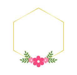 Pink Floral Corner Frame in Flat Style for Thank You and RSVP Cards