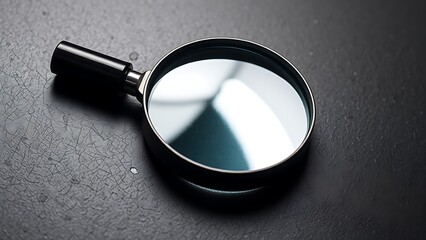 A magnifying glass resting on a textured surface, creating intriguing light refractions and patterns.