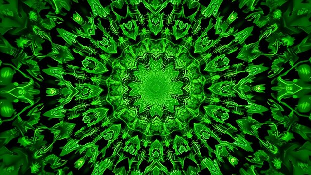 Whirlpool of emerald-green vegetables consuming fat cells in kaleidoscopic pattern.