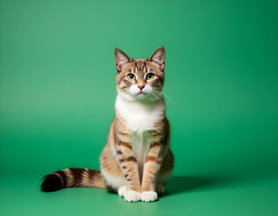 Ai generated image of cat with green background