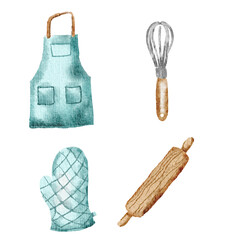 Watercolor Kitchen Utensil Illustration Set