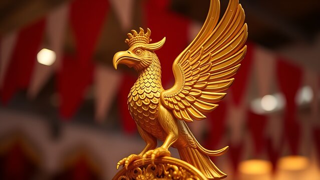 Polished red star badge on military uniform for PLA Day