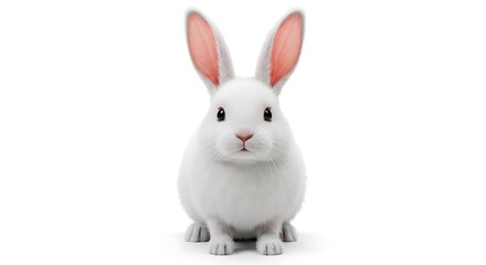 Obraz premium Cute White Rabbit Portrait A Symbol of Purity and Innocence with a Fluffy Appeal