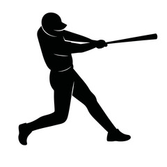 Silhouette of a Baseball Player Swinging Bat