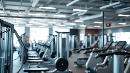 Well-equipped fitness center interior showcasing various bodybuilding machines in a clean modern design.