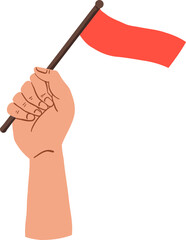 Hand Holding Indonesian Flag Upright