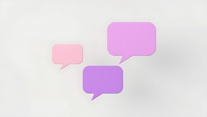 Floating speech bubble shapes on a neutral background, representing communication and feedback.