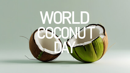 Modern Flat Design for World Coconut Day with Coconut Element