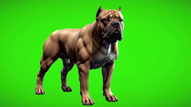 Muscular Light Brown Cane Corso Dog Standing Tall Isolated by Green Screen for Compositing