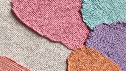 Abstract textured shapes in pastel colors.