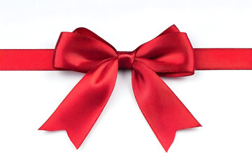 Elegant Isolated Red Satin Ribbon Bow Decoration Object. Ai Generated Images