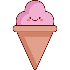 Flat Ice Cream Cone Illustration