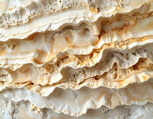 Fototapeta premium Abstract Pattern of Banded Beige and Brown Stone Layers in Rough Texture
