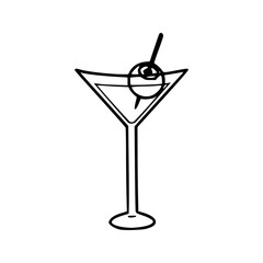 Halloween martini glass with eyeball outline