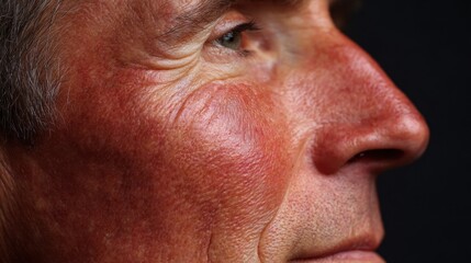 Obraz premium Side profile view of patients skin glowing with deep crimson hues emphasizing uniformity and heat diffusion across epidermis.