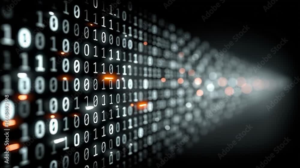 Wall mural binary code on black background. perfect for projects related to technology
