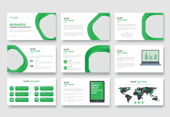 Vector  business powerpoint presentation slides template green color design minimalist business layout template design
