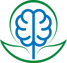 Eco Mind Leaf Design Green Brain Nature Logo Illustration