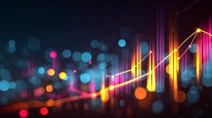 Abstract data visualization with a bright yellow line graph