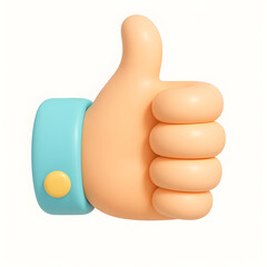 3d cartoon hand giving a Thumbs Up gesture isolated on white background.