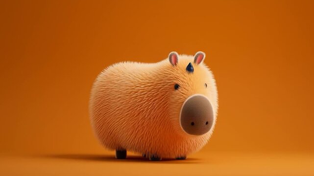 Cute 3d animation happy capybara