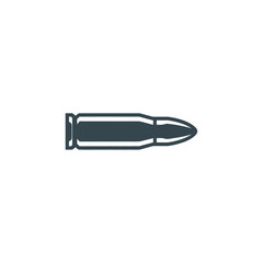 Stylized illustration of a single rifle bullet on a white background