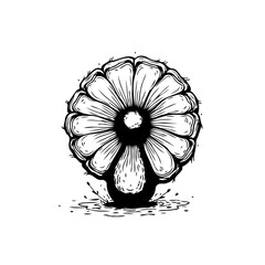 Obraz premium Elegant black and white floral illustration with a unique droplet base artistic expression showcased minimal