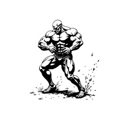 Powerful bodybuilder flexing muscles showcasing immense strength and dedication to intense fitness training routine with discipline