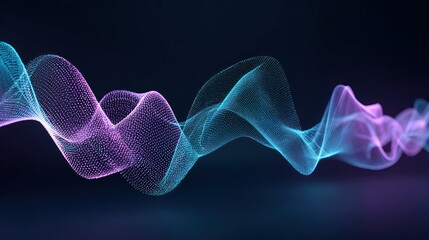 Abstract, vibrant, flowing forms in a dark backdrop.