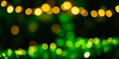 Obraz premium Abstract elegant bokeh, dark green, festive lighting, sparkling Christmas glow, bokeh, shine