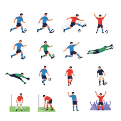 Illustrations showing different soccer players in various positions