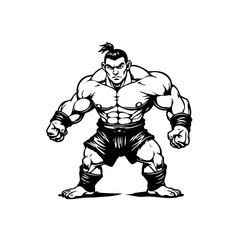 Powerful warrior illustration depicting strength and resilience, exuding confidence and determination, ready for combat