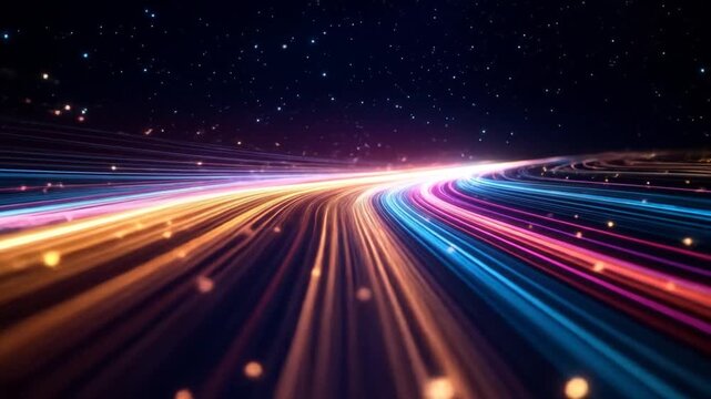 Abstract Colorful Light Trails Night Scene