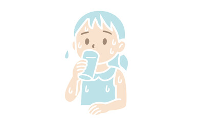 熱中症対策でお水を飲む女の子
A girl drinking water to prevent heat stroke