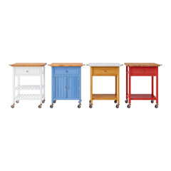 Colorful Carts with Drawers on Transparent Background