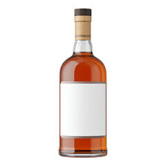Clear Glass Bottle with Empty Label on Transparent Background