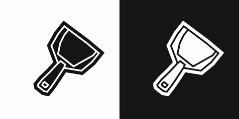 Dustpan Icon in Black Filled and White Filled Cutout Style