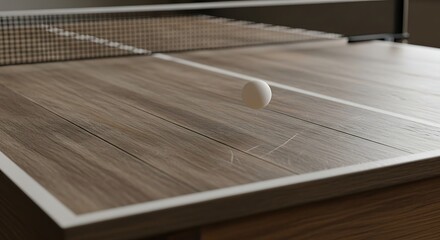 Ping Pong Ball Rolling Off an Old Wooden Table
