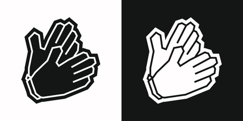 Gloves Icon in Black Filled and White Filled Cutout Style