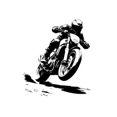 Dynamic motorcycle rider illustration showcasing the thrill of speed and freedom with an edgy artistic style