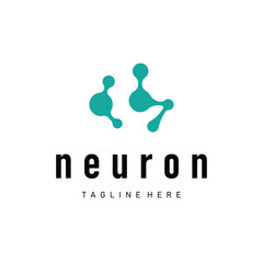 simple molecular concept of neuron logo design which is simple minimalist cell and also simple molecular structure design as silhouette and poster illustration template