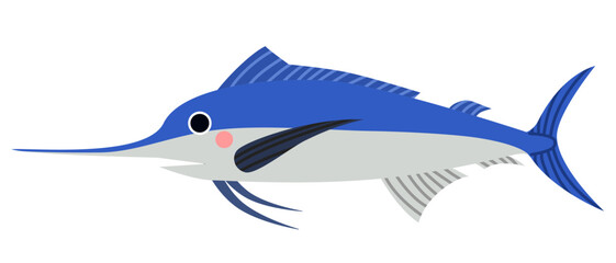 Illustration of a Blue Marlin Fish in flat style