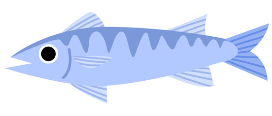 Cartoon Barracuda Illustration in flat style