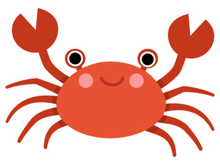 Cartoon Illustration of a Crab in flat style