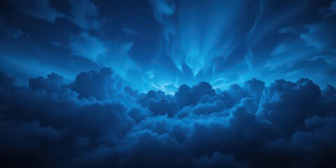 Fototapeta premium Mystical Azure Cloud Formation Serene Night Scene with a Deep Blue and Cloud Texture Background