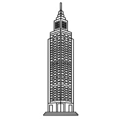 Obraz premium Skyscraper building with classic tower top in black and white illustration